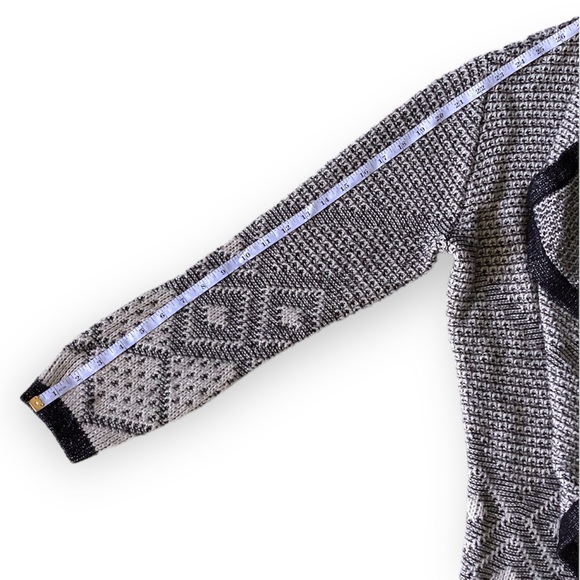 Knox Rose Open Front Waterfall Cardigan Womans Size Large Black & Cream Longline - Picture 12 of 12